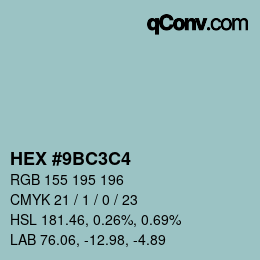 Color code: HEX #9BC3C4 | qconv.com