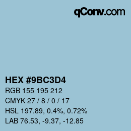 カラーコード: HEX #9BC3D4 | qconv.com