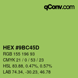 Color code: HEX #9BC45D | qconv.com