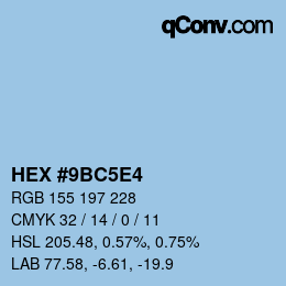 カラーコード: HEX #9BC5E4 | qconv.com