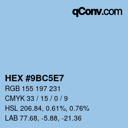 カラーコード: HEX #9BC5E7 | qconv.com