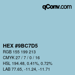 Farbcode: HEX #9BC7D5 | qconv.com
