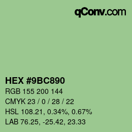 Color code: HEX #9BC890 | qconv.com