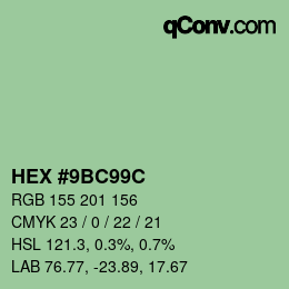 Color code: HEX #9BC99C | qconv.com