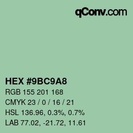 Color code: HEX #9BC9A8 | qconv.com