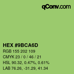 Color code: HEX #9BCA6D | qconv.com