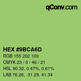 Color code: HEX #9BCA6D | qconv.com