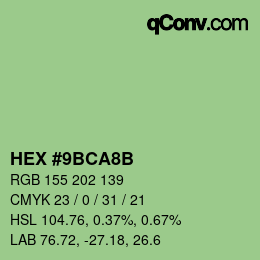Color code: HEX #9BCA8B | qconv.com