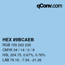 Color code: HEX #9BCAEB | qconv.com