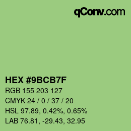 Color code: HEX #9BCB7F | qconv.com
