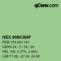 Color code: HEX #9BCB8F | qconv.com