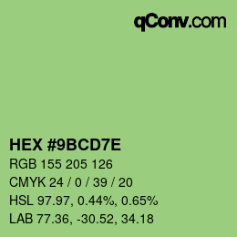 Color code: HEX #9BCD7E | qconv.com