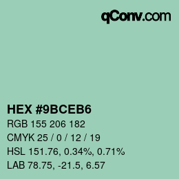 Color code: HEX #9BCEB6 | qconv.com