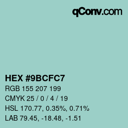 Color code: HEX #9BCFC7 | qconv.com