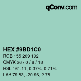 カラーコード: HEX #9BD1C0 | qconv.com