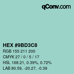 Color code: HEX #9BD3C8 | qconv.com