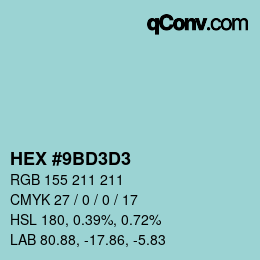 Código de color: HEX #9BD3D3 | qconv.com