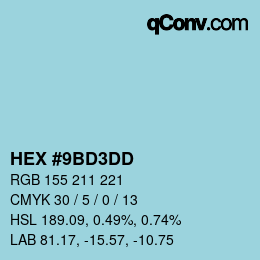 Código de color: HEX #9BD3DD | qconv.com