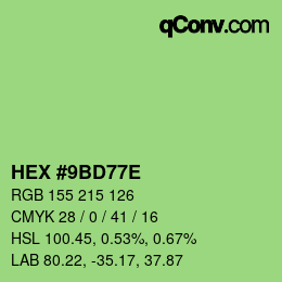 Color code: HEX #9BD77E | qconv.com