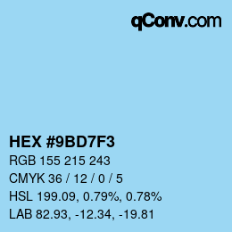 カラーコード: HEX #9BD7F3 | qconv.com