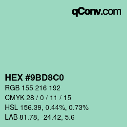 Color code: HEX #9BD8C0 | qconv.com
