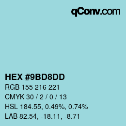 カラーコード: HEX #9BD8DD | qconv.com