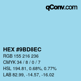 Farbcode: HEX #9BD8EC | qconv.com