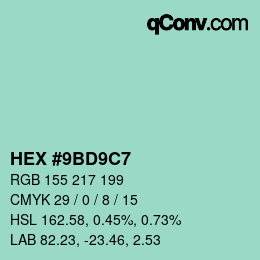 Color code: HEX #9BD9C7 | qconv.com
