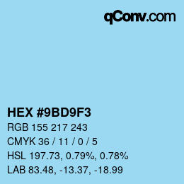 Color code: HEX #9BD9F3 | qconv.com