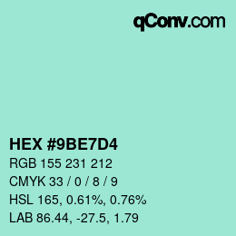Color code: HEX #9BE7D4 | qconv.com