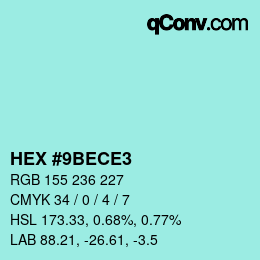 Color code: HEX #9BECE3 | qconv.com