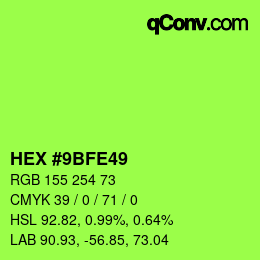 Color code: HEX #9BFE49 | qconv.com
