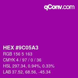 カラーコード: HEX #9C05A3 | qconv.com