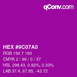 Color code: HEX #9C07A0 | qconv.com