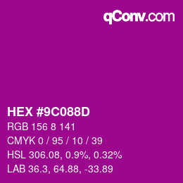 颜色代码: HEX #9C088D | qconv.com