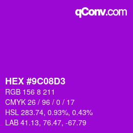 Color code: HEX #9C08D3 | qconv.com