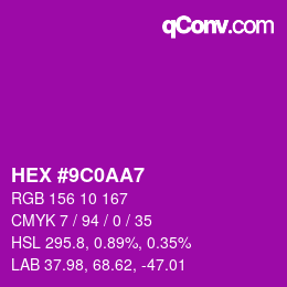 Color code: HEX #9C0AA7 | qconv.com