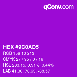 カラーコード: HEX #9C0AD5 | qconv.com