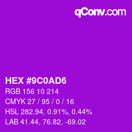 Color code: HEX #9C0AD6 | qconv.com