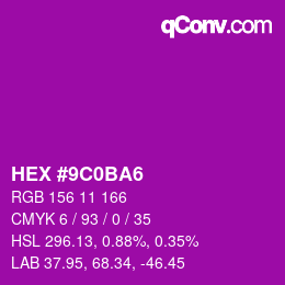 Color code: HEX #9C0BA6 | qconv.com