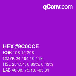 Color code: HEX #9C0CCE | qconv.com