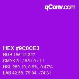 Color code: HEX #9C0CE3 | qconv.com