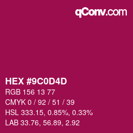 颜色代码: HEX #9C0D4D | qconv.com