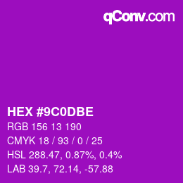 Color code: HEX #9C0DBE | qconv.com