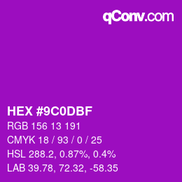 Color code: HEX #9C0DBF | qconv.com