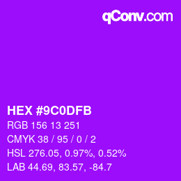 Color code: HEX #9C0DFB | qconv.com