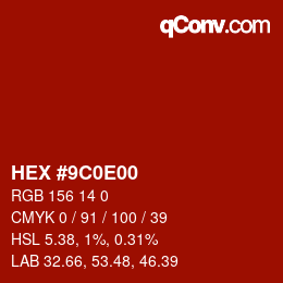 Color code: HEX #9C0E00 | qconv.com