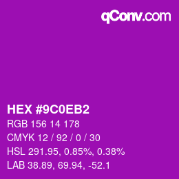 Color code: HEX #9C0EB2 | qconv.com