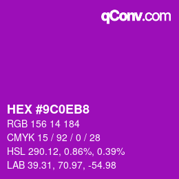 Color code: HEX #9C0EB8 | qconv.com