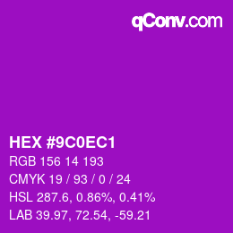 Color code: HEX #9C0EC1 | qconv.com
